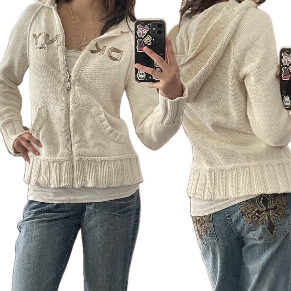 ✰ DKNY Ivory Knit Zip-up ✰ - Picture 5 of 5